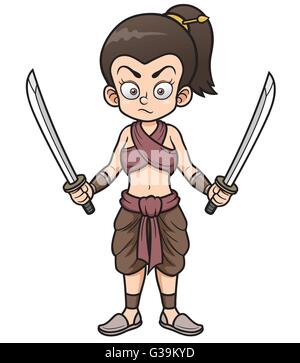 Vector illustration de Warrior woman holding sword Illustration de Vecteur