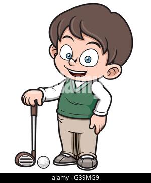 Cartoon Vector illustration de jeune joueur de golf Illustration de Vecteur