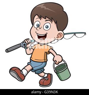 Vector illustration de garçon de pêche cartoon Illustration de Vecteur