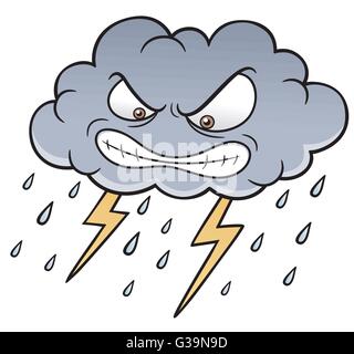 Cartoon Vector illustration de nuages avec Thunder Illustration de Vecteur