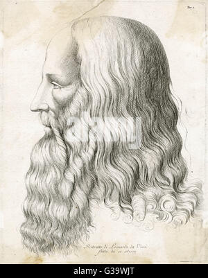 L'artiste italien LEONARDO DA VINCI : l'auto-portrait de profil Date : 1452 - 1519 Banque D'Images