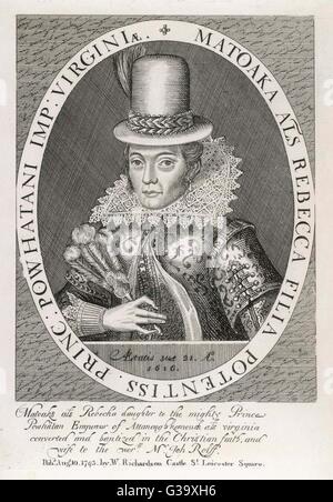 Alias POCAHONTAS MATOAKA American Indian princess à l'âge de 21 Date : 1595 - 1617 Banque D'Images