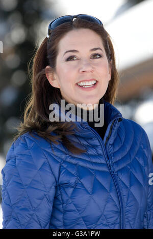 La princesse Mary de Danemark assiste à un Photocall au cours de ses vacances de Ski annuel, à Verbier, Suisse. Banque D'Images