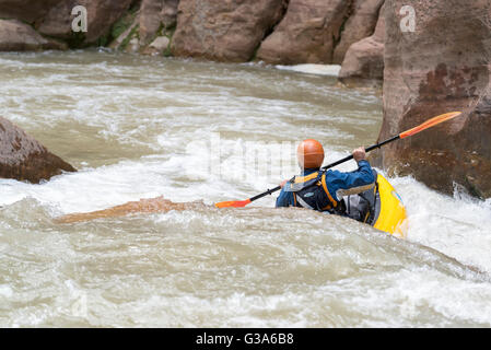 Zion Narrows pagayer dans Zion National Park, Utah. Banque D'Images