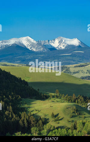 Deer Lodge Mountain et Mount Powell dans la gamme Flint Creek près de Garrison, Montana Banque D'Images