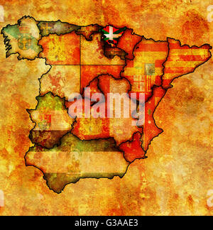 Région Pays basque de l'administration carte des régions de l'Espagne avec les drapeaux et emblèmes Banque D'Images