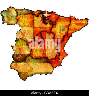 Région Pays basque de l'administration carte des régions de l'Espagne avec les drapeaux et emblèmes Banque D'Images