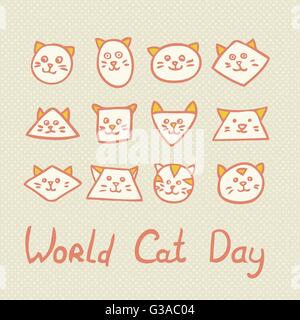 World Cat jour carte sur fond texturé. Illustration de Vecteur