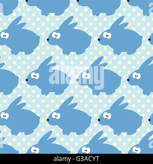 Modèle transparent avec des lapins sur blue dotted background. Illustration de Vecteur