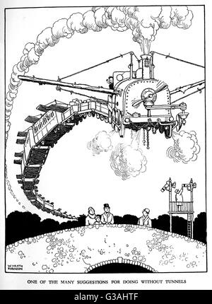 Illustration, chemin de fer Ribaldry par W Heath Robinson Banque D'Images