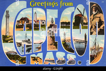 Grande carte de lettres - cartes de voeux de Cape Cod, Massachusetts Banque D'Images