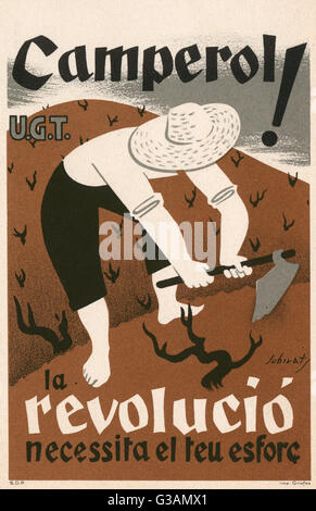 Affiche de la guerre civile espagnole - paysan Banque D'Images