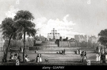 Paris, France - Château d'eau et sa Fontaine de Girard. Banque D'Images