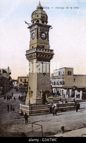 Tour de l'horloge de Bab al-Faraj - Alep, Syrie Banque D'Images