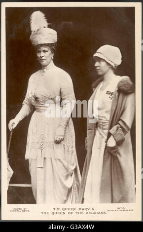 La Reine Mary de teck et d'Elisabeth de Belgique Banque D'Images