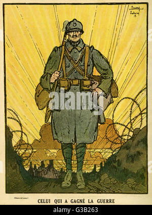 Caricature, l'homme qui a gagné la guerre, WW1 Banque D'Images