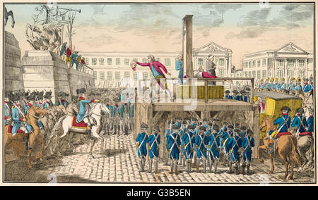 L'exécution de Louis XVI durant la Révolution française Date : 21 Janvier 1793 Banque D'Images