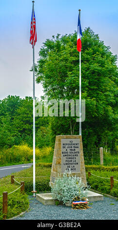 Les Forges, Normandie, France - Mémorial où 6 000 militaires américains ont été enterrés après D jour en juin 1944 Banque D'Images