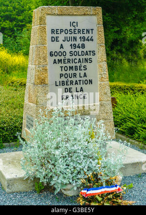 Les Forges, Normandie, France - Mémorial où 6 000 militaires américains ont été enterrés après D jour en juin 1944 Banque D'Images