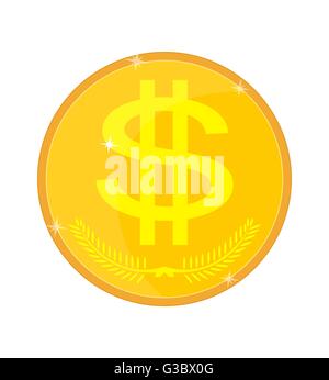 Isolé de pièce d'or avec un signe dollar Illustration de Vecteur
