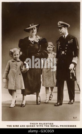 Le roi George VI, la reine Elizabeth et les princesses royales Banque D'Images