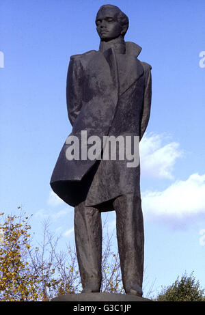 Statue de Mikhail Lermontov, poète russe, Moscou Banque D'Images