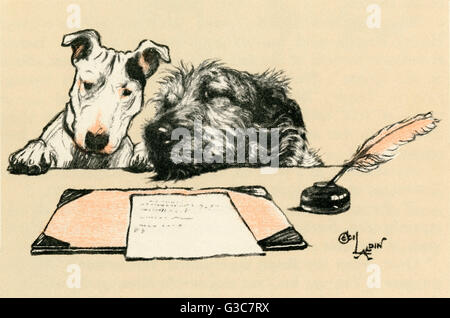 Illustration par Cecil Aldin, Micky et Cracker Banque D'Images