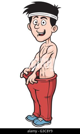 Vector illustration de l'homme la perte de poids Illustration de Vecteur