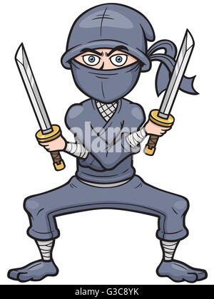 Cartoon Vector illustration de holding Ninja swords Illustration de Vecteur