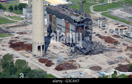 Vue aérienne de Didcot Power Station dans l'Oxfordshire, dont la chaufferie, qui a tué 3 Feb 2016 travailleurs de, UK Banque D'Images