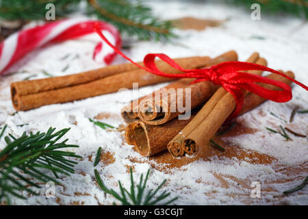 La cannelle pour Noël,macro photographie Banque D'Images