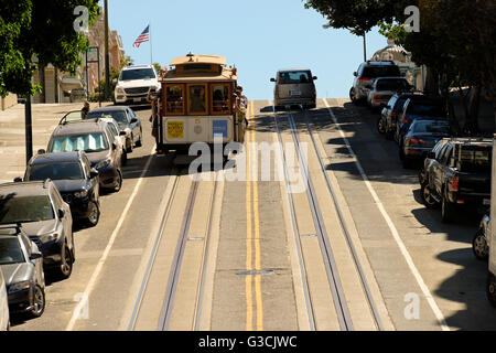 La ligne de téléphérique de Powell et Market, San Francisco, California, USA Banque D'Images