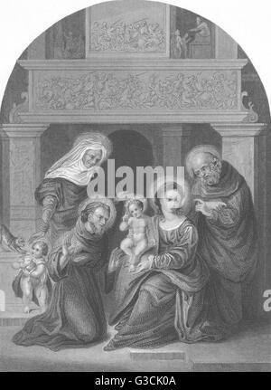 Sainte Famille : Avec saint François, Elizabeth et John : Mazzolini da Ferrara, 1835 Banque D'Images