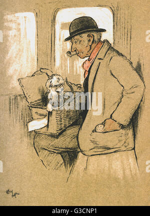 Illustration par Cecil Aldin, le snob. Un homme prend un chiot à Londres en train de vendre. "L'homme qui m'a pris à la ville était un membre commun." Date : 1904 Banque D'Images