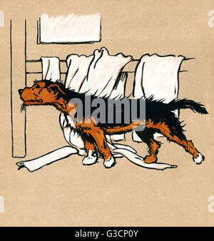 Illustration par Cecil Aldin, le livre de chiots Mongrel Banque D'Images