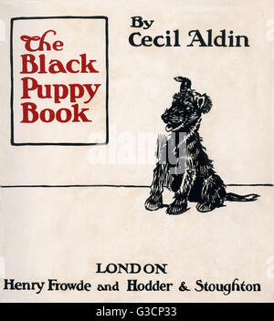 Conception de la page de titre par Cecil Aldin, The Black Puppy Book Banque D'Images