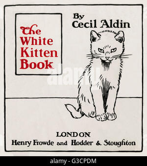 Conception de la page de titre par Cecil Aldin, The White Kitten Book Banque D'Images