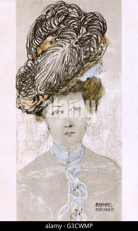 Raphael Kirchner - Portrait d'une femme élégante avec un chapeau haut Banque D'Images