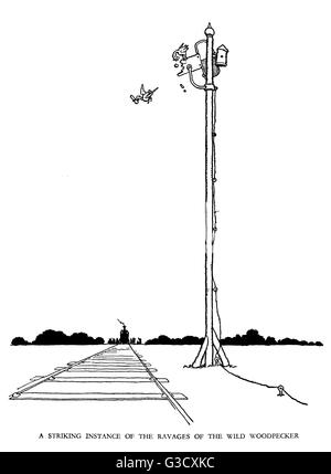 Illustration de vignette, chemin de fer Ribaldry par W Heath Robinson Banque D'Images