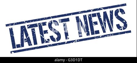 Dernières nouvelles blue square vintage grunge rubber stamp Illustration de Vecteur