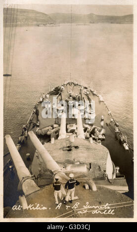 HMS Marlborough, cuirassé de la classe Iron Duke à Sile, Turquie Banque D'Images