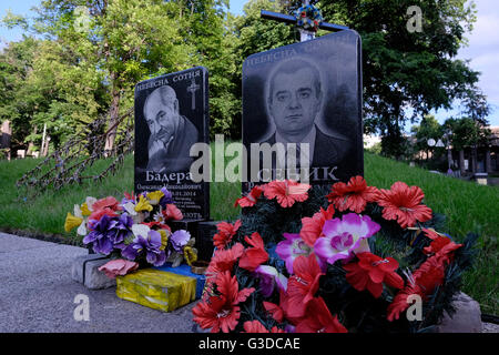 Fleurs placées dans l'allée des héros déchus nommées en mémoire de 100 manifestants abattus par des tireurs d'élite inconnus Pendant la révolution ukrainienne de février 2014 également connue sous le nom de Révolution Euromaidan ou Révolution de la dignité à Maidan Nezalezhnosti Ou place de l'indépendance dans le centre de la capitale de Kiev de l'Ukraine Banque D'Images