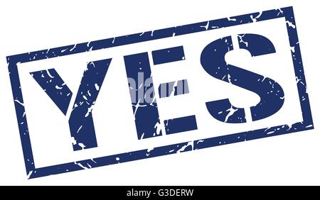 Oui blue square vintage grunge rubber stamp Illustration de Vecteur