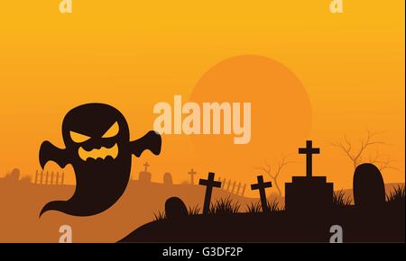 Silhouette de fantôme dans thomb Illustration de Vecteur