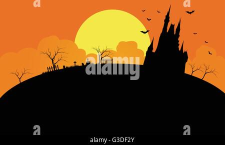 Silhouette de château à l'après-midi Illustration de Vecteur