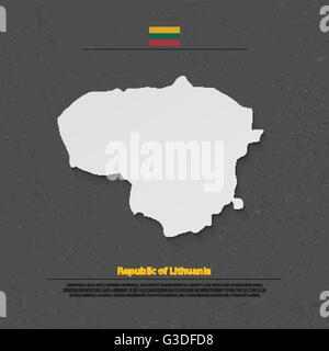 République de Lituanie site isolé et icônes de drapeau officiel carte politique lituanienne. vecteur 3d illustration plus grunge backgrou Illustration de Vecteur