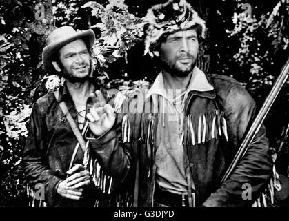 Davy Crockett et les Pirates de la rivière, alias : Davy Crockett und die Flußpiraten, USA 1956, Regie : Norman Foster, acteurs : Buddy Ebsen, Fess Parker Banque D'Images