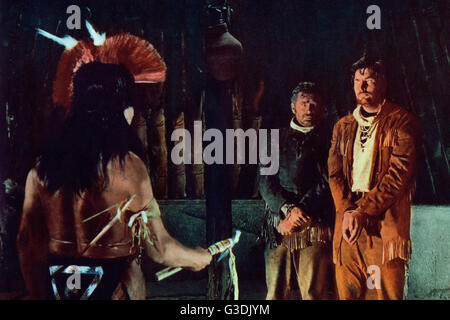 Davy Crockett et les Pirates de la rivière, alias : Davy Crockett und die Flußpiraten, USA 1956, Regie : Norman Foster, acteurs : Buddy Ebsen (Mitte), Fess Parker Banque D'Images