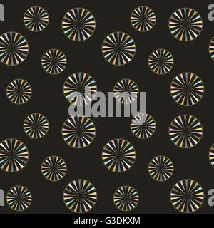 Vecteur. Un fond noir avec des cercles colorés. Convient pour l'emballage, papier, tissus, textile, papier peint imprimé. Illustration de Vecteur