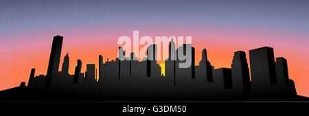 Vecteur. Cityscape silhouette. Le coucher du soleil. Dark city illustration silhouette. La silhouette de la ville de New York Illustration de Vecteur